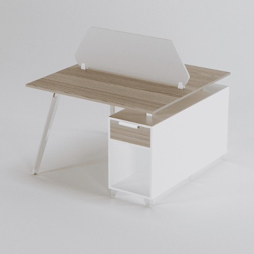 Aspire Linear Workstation For Two Persons with Partition and Storage