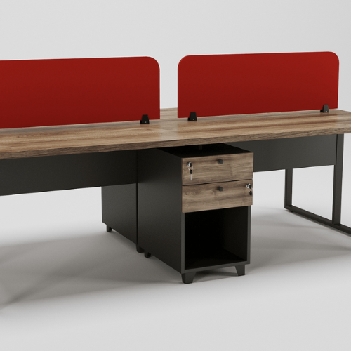 Dynamo Linear Workstation for 4 Persons with Storages and Partitions