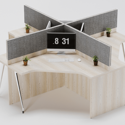 Smart Block Workstation For Four Persons With Partitions, Without Storage