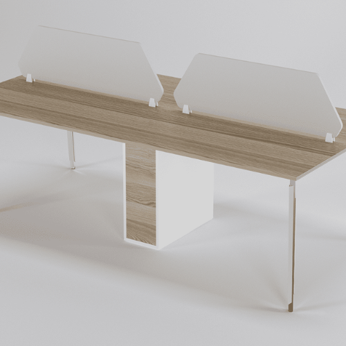 Aspire Linear Workstation For Four Persons with Partitions and without Storage