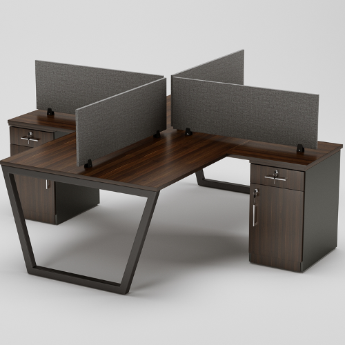 Optimus Cubic Workstation With Partition and With Storage For Four Persons