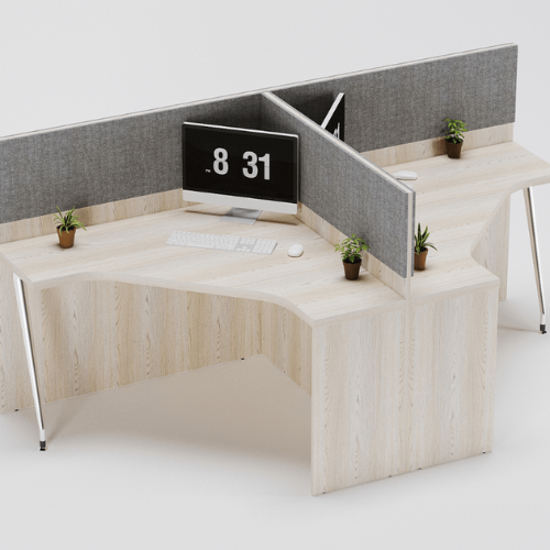 Smart Block Workstation For Two Persons with Partitions and without Storage