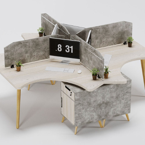 Smart Cubical Workstation For Four Persons With Drawer Pedestals and Partitions without accessories