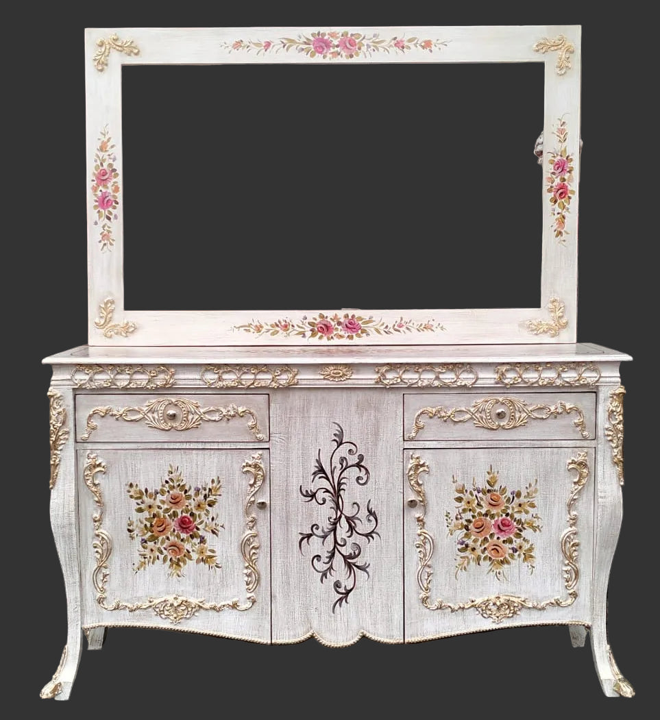 Console with mirror